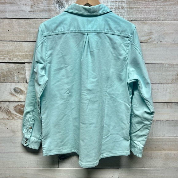 Orvis Denim Jacket Womens Large Aqua Blue Button Down‎ Pockets Collared - Picture 8 of 12